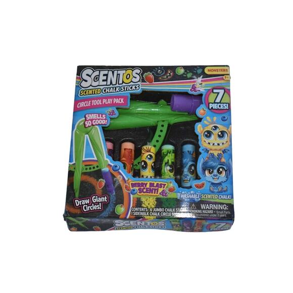 New Scentos Scented Chalk Sticks Monsters Circle Tool Play Pack Berry Scent - Picture 1 of 2
